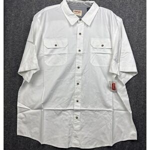 Wrangler Shirt Mens 2XL White Pearl Snap Western Short Sleeve Cowboy Casual NWT